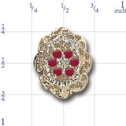 A3981 14K CLUSTER SLIDE WITH RUBIES 